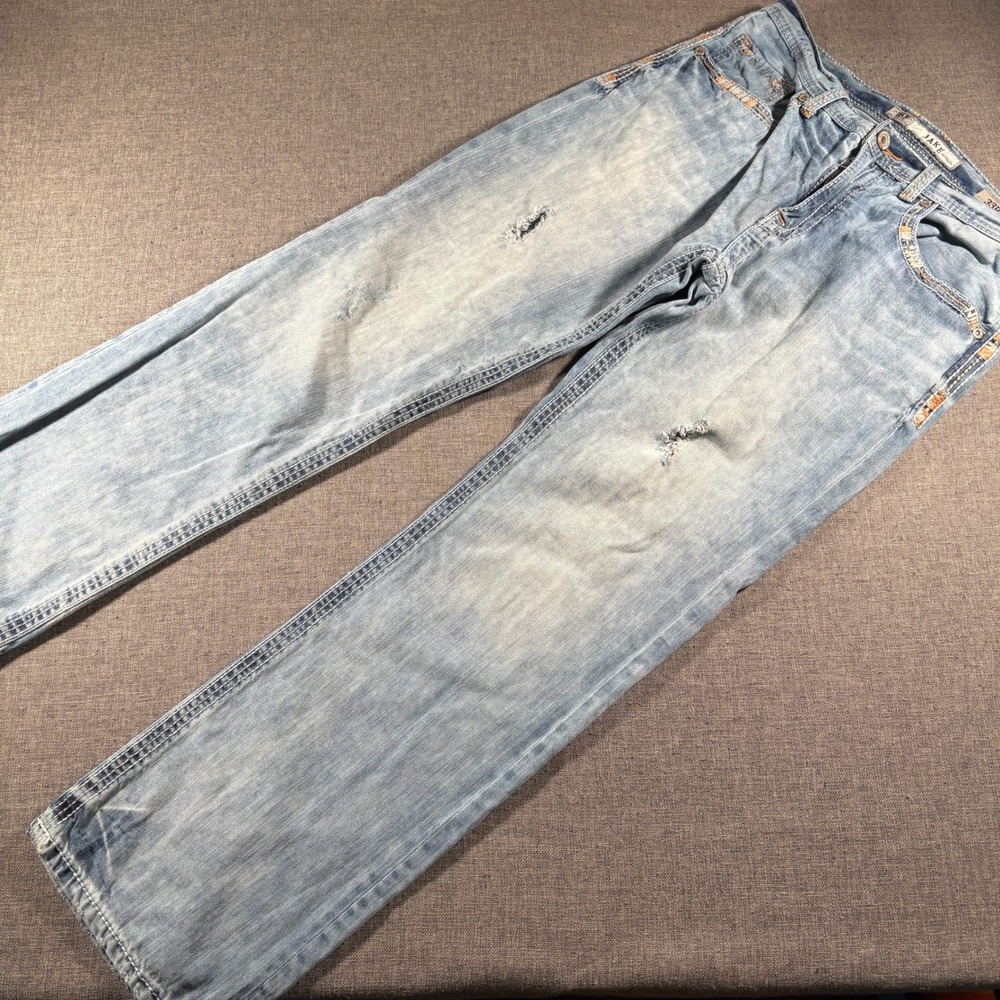 BKE Jake Straight Leg Jeans Mens 33R Light Wash Distressed ABM15041